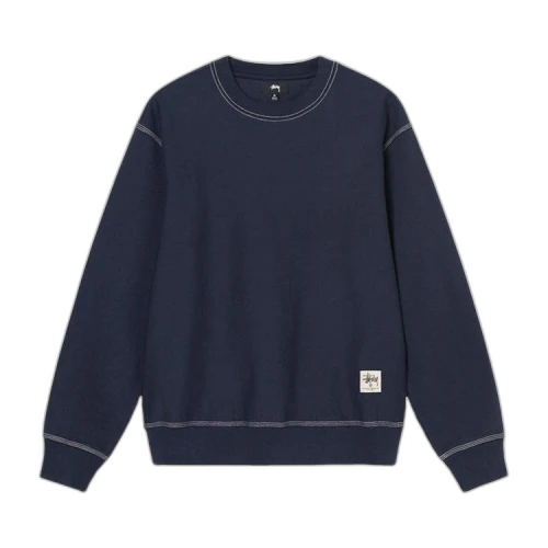 Stussy Contrast Stitch Label Crew Sweater Navy