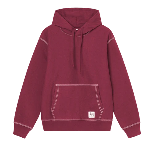 Stussy Contrast Stitch Label Hoodie 'Berry'
