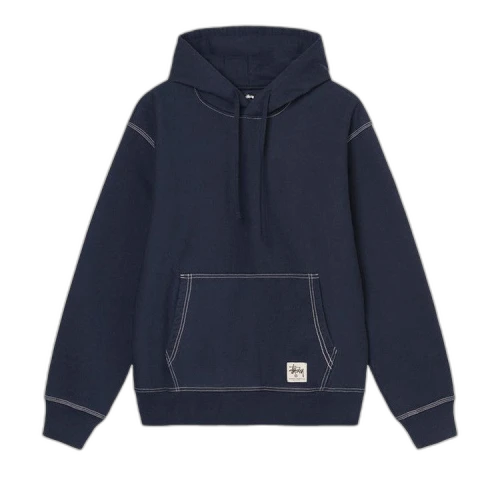 Stussy Contrast Stitch Label Hoodie Dark Blue
