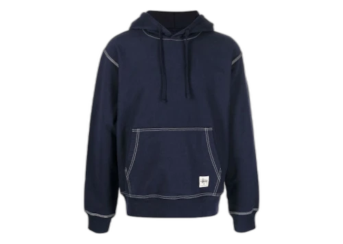 Stussy Contrast Stitch Label Hoodie Navy