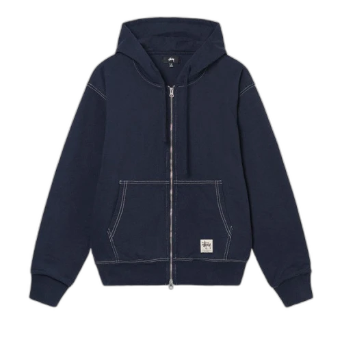 Stussy Double Face Label Zip Hoodie Dark Navy