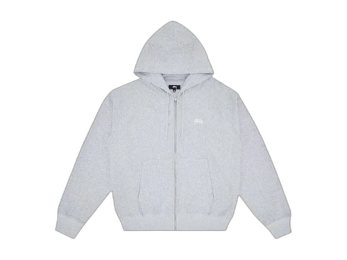 Stussy Stock Logo Zip Hoodie Grey Heather