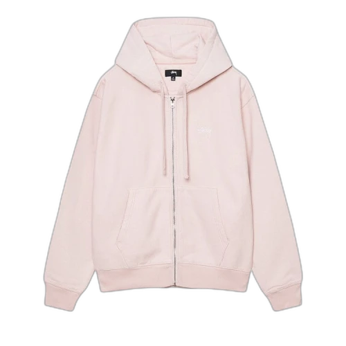 Stussy Stock Logo Zip Hoodie 'Light Pink'