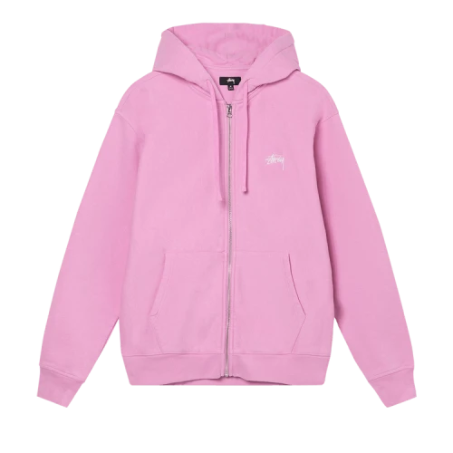 Stussy Overdyed Stock Logo Zip Hoodie 'Pink'