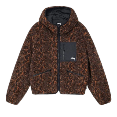 Stussy Snake Jacquard Sherpa Jacket 'Brown'