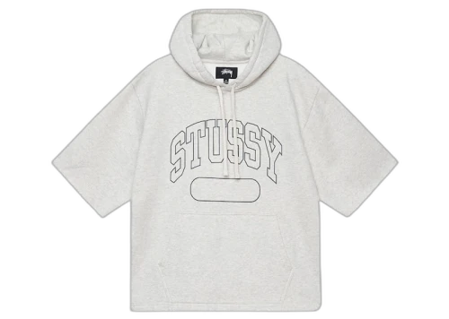 Stussy Short-Sleeve Boxy Cropped Hoodie Ash Heather