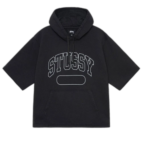 Stussy Short-Sleeve Boxy Cropped Hoodie 'Black'
