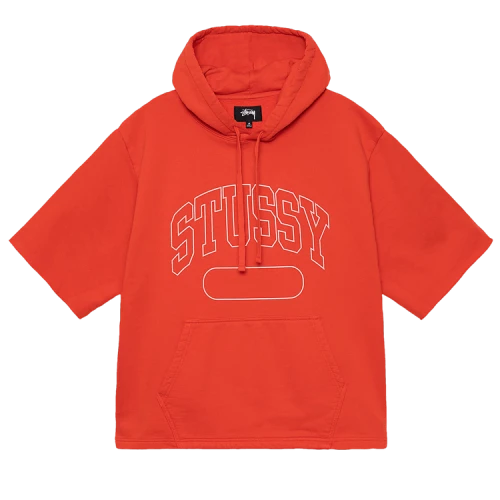 Stussy Boxy Cropped S/S Hoodie Deep Orange