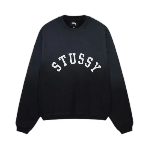 Stussy Sun Faded Oversized Crew Black