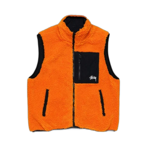 Stussy Sherpa Reversible Vest Tangerine