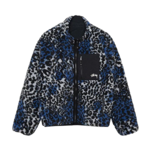 Stussy Sherpa Reversible Jacket 'Blue Leopard'