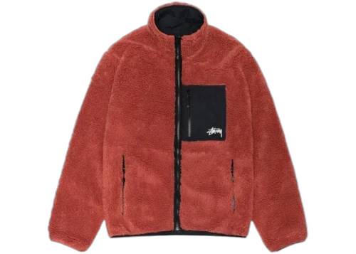 Stussy Sherpa Reversible Jacket Terra Cotta