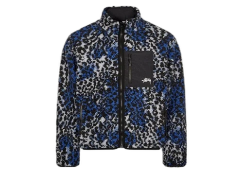 Stussy Sherpa Reversible Jacket Blue Leopard