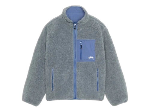 Stussy Sherpa Reversible Jacket Bluestone