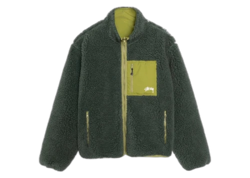 Stussy Sherpa Reversible Jacket Dark Green