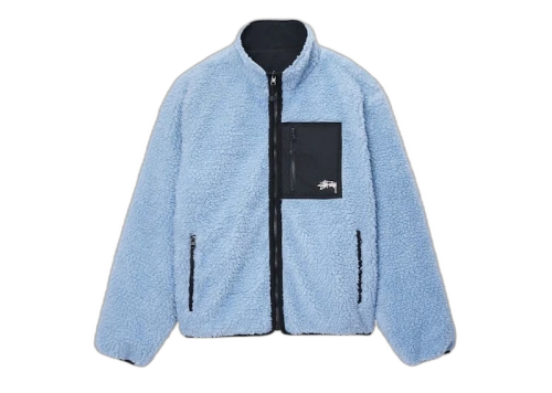Stussy Sherpa Reversible Jacket Light Denim