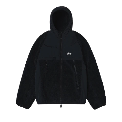 Stussy Sherpa Paneled Hooded Jacket 'Black'