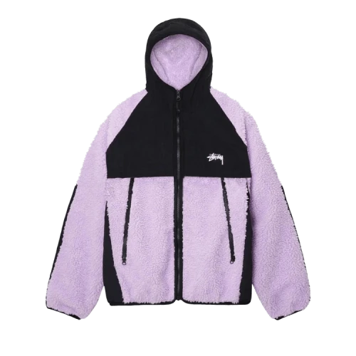 Stussy Sherpa Paneled Hooded Jacket Lavender