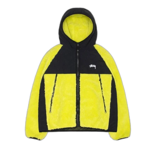 Stussy Sherpa Paneled Hooded Jacket Lime