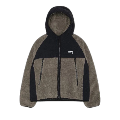 Stussy Sherpa Paneled Hooded Jacket Stone