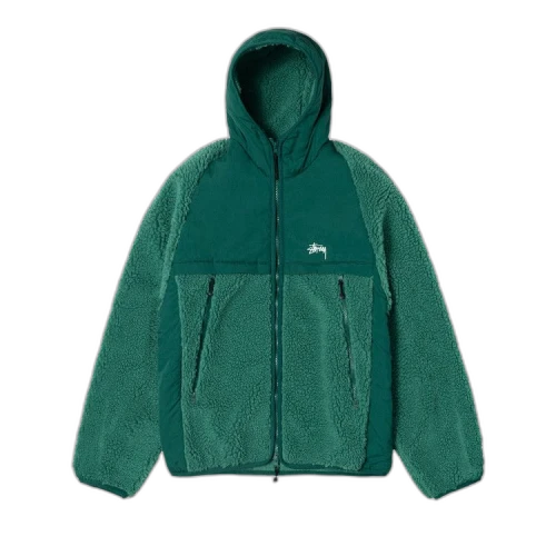 Stussy Sherpa Paneled Hooded Jacket Teal