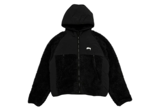 Stussy Sherpa Paneled Hooded Jacket Black