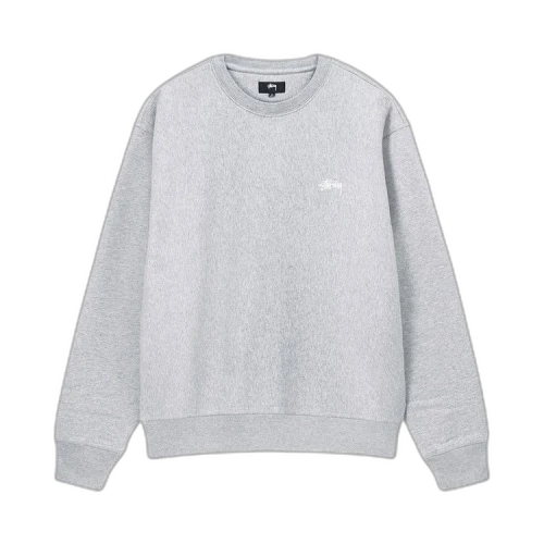 Stussy Stock Logo Crew Sweatshirt 'Grey Heather'