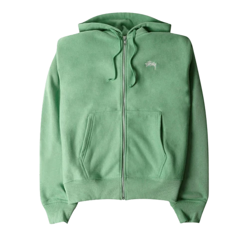 Stussy Stock Logo Zip Hoodie 'Green'