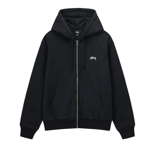 Stussy Stock Logo Zip Hoodie 'Washed Black'