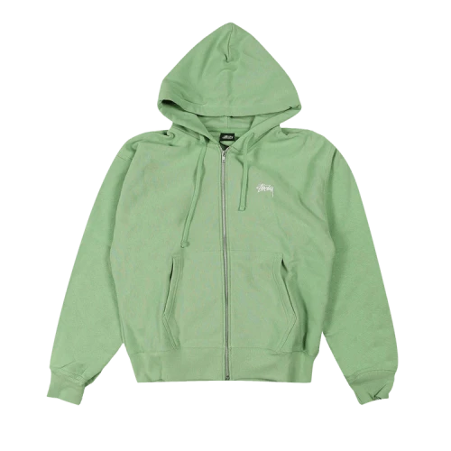 Stussy Stock Logo Zip Hoodie 'Zephyr Green'
