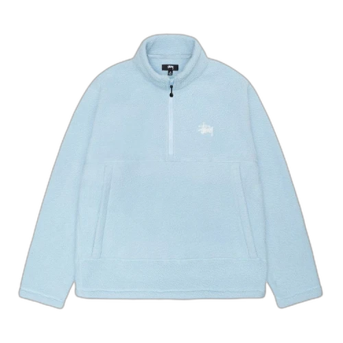 Stussy Half Zip Mock Polar Fleece Hoodie Blue