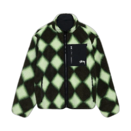 Stussy Sherpa Reversible Diamond Jacket Green