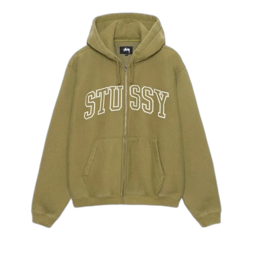Stussy Outline Zip Hoodie Olive