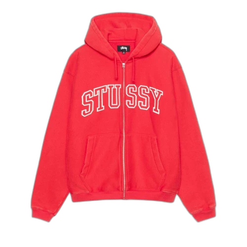 Stussy Outline Zip Hoodie Red