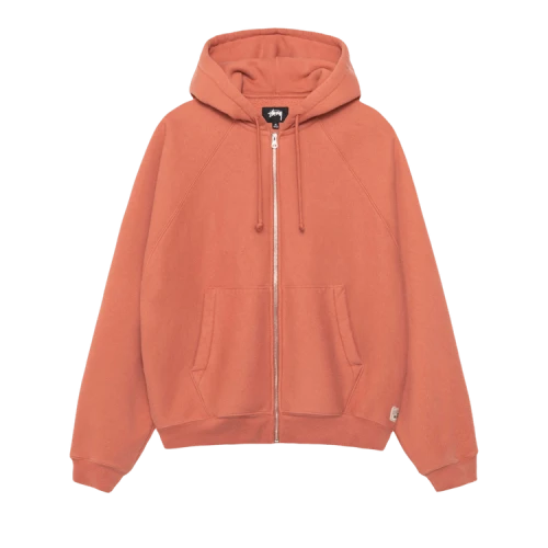 Stussy Fleece Raglan Zip Hoodie Brick