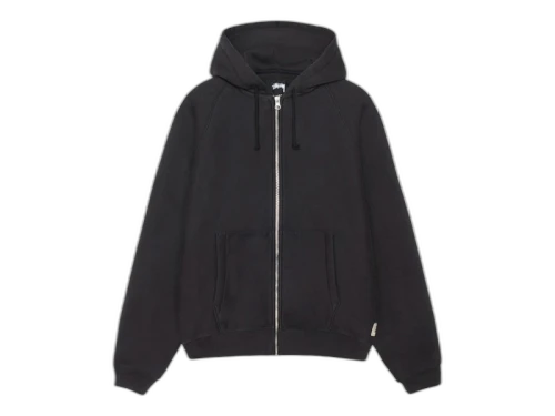 Stussy Raglan Zip Hoodie Washed Black
