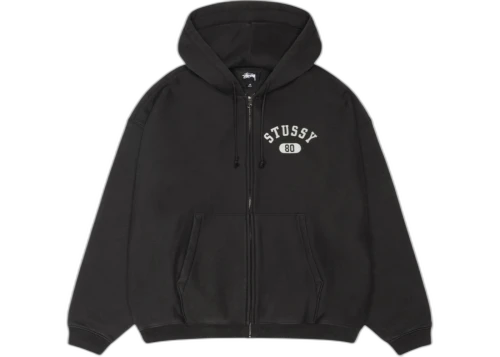 Stussy Varsity Zip Hoodie Washed Black