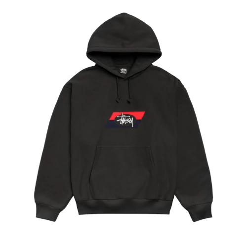 Stussy Double Stripe Embroidered Hoodie 'Black'
