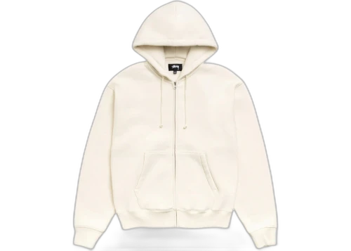 Stussy Cursive Applique Zip Hoodie Natural