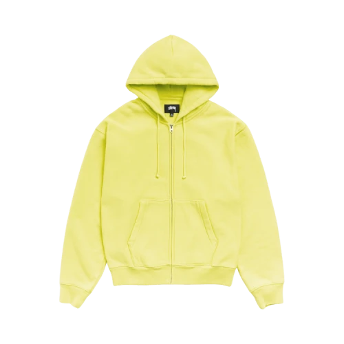 Stussy Cursive Applique Zip Hoodie 'Lime'