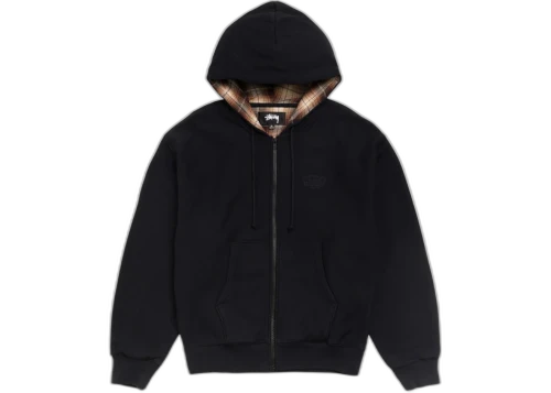 Stussy Plaid Lined Zip Hoodie Black