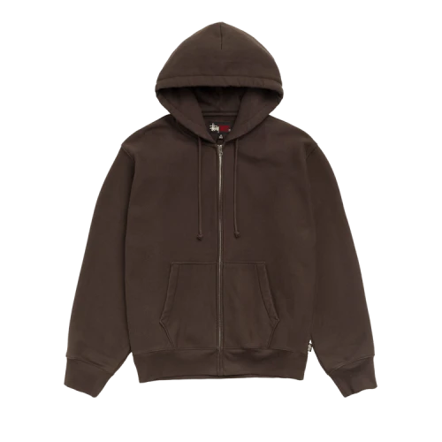 Stussy Fleece Zip Hoodie 'Brown'
