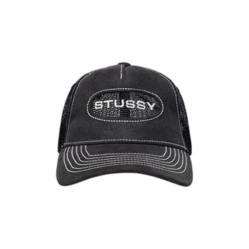 Stussy Low Pro Trucker Cut-Out Leather Snapback 'Black'