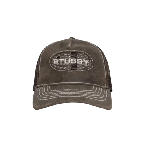 Stussy Low Pro Trucker Cut-Out Leather Snapback 'Brown'