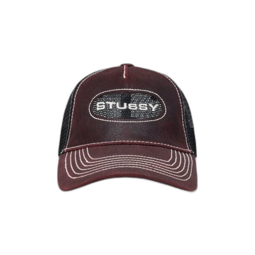 Stussy Low Pro Trucker Cut-Out Leather Snapback 'Wine'