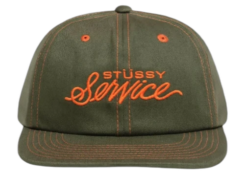 Stussy Mid Depth Service Strapback Deep Olive