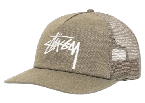 Stussy Mid Depth Big Stock Mesh Snapback Army Green