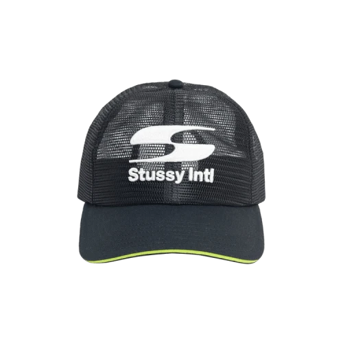 Stussy Mid-Depth Moto S Mesh Trucker Cap Black