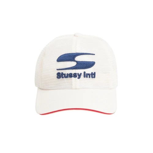 Stussy Mid-Depth Moto S Mesh Trucker Cap Bone
