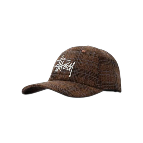 Stussy Big Logo Glen Plaid Low Pro Cap Brown
